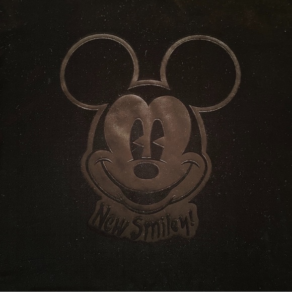 Black / Deep Brown Velvet Mickey Mouse Mock Neck Long Sleeve Top Medium - Picture 4 of 4